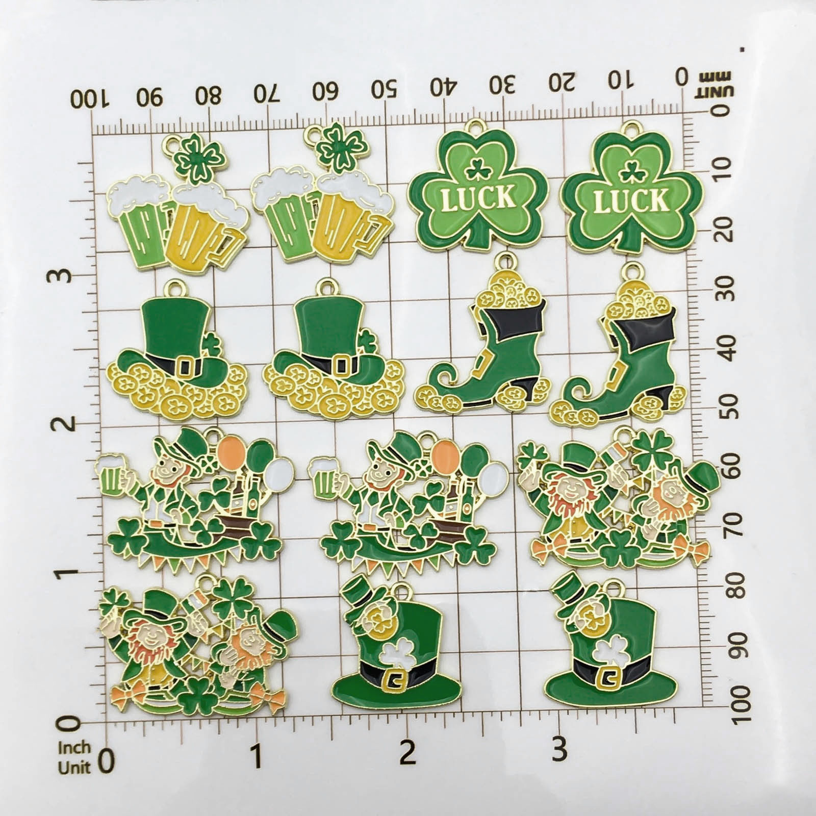 10/14 Stück Emaille grün Glück – Red Clover Flower Bewertung und Preis