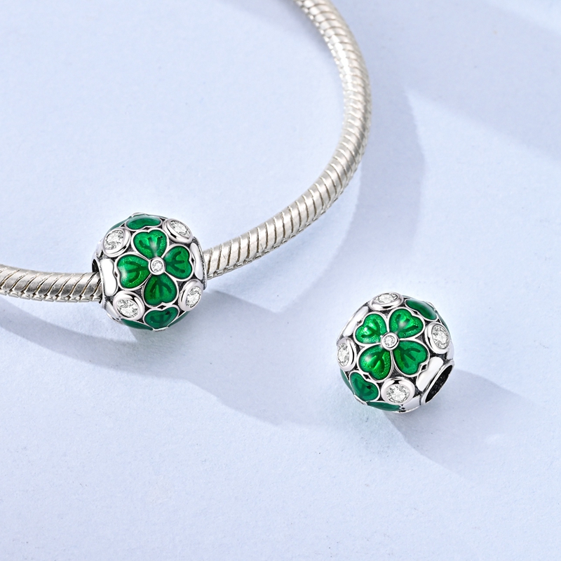 Neuer 925 Sterling Silber Grün – Red Clover Flower Bewertung und Preis